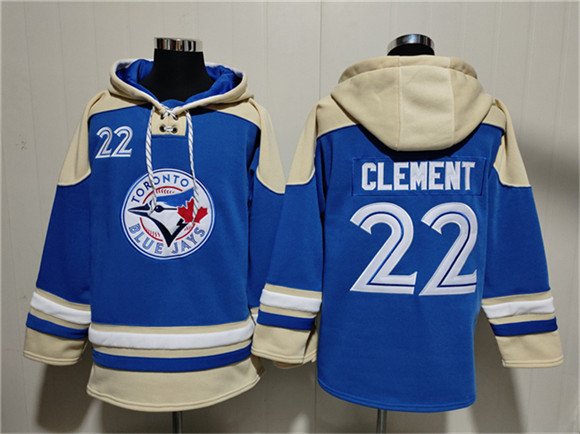 Men's Toronto Blue Jays #22 Ernie Clement Royal Ageless Must-Have Lace-Up Pullover Hoodie