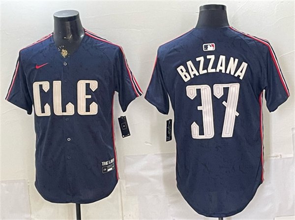 Men's Cleveland Guardians #37 Travis Bazzana Navy 2024 City Connect Limited Stitched Baseball Jersey