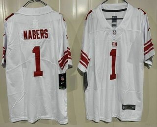 Youth New York Giants #1 Malik Nabers Limited White Vapor Jersey