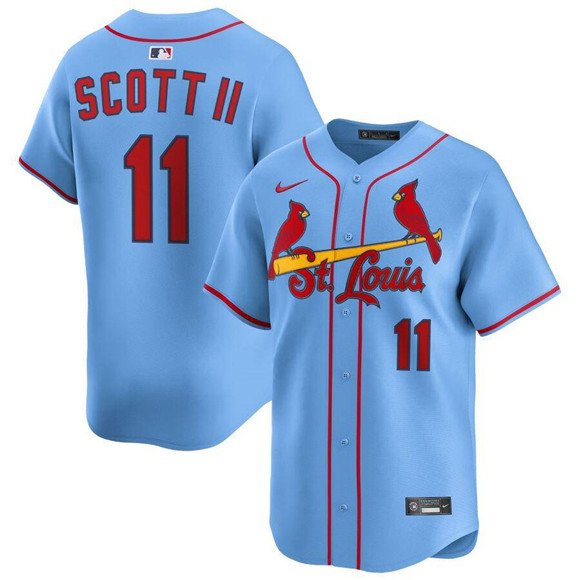Men's St. Louis Cardinals #11 Victor Scott II Light Blue Alternate Limited Stitched Baseball Jersey