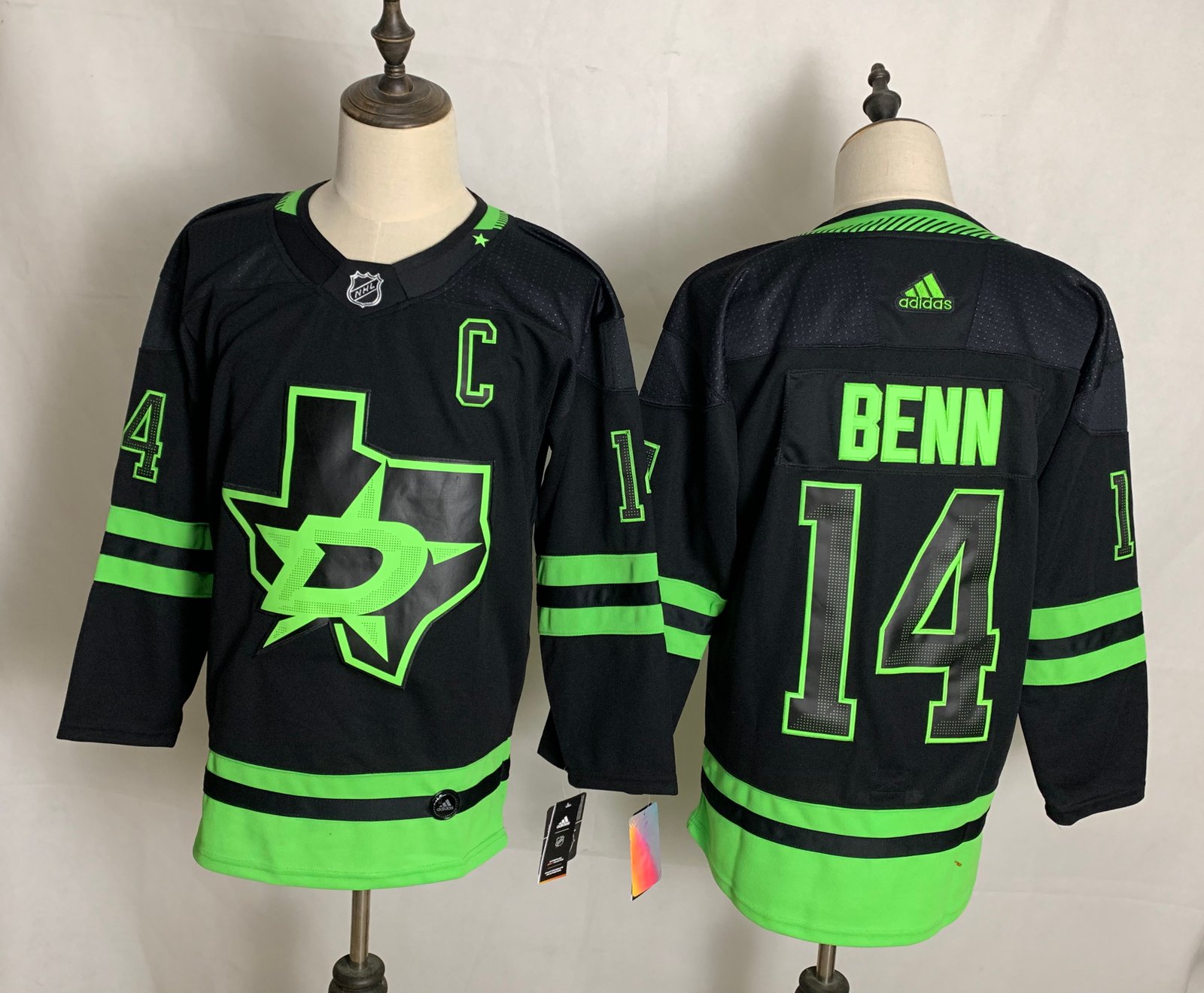 Men's Dallas Stars #14 Jamie Benn Black Adidas 2020-21 Alternate Authentic Player NHL Jersey