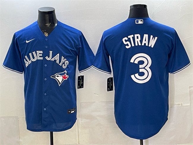 Men's Toronto Blue Jays #3 Myles Straw Royal Stitched Baseball Jersey