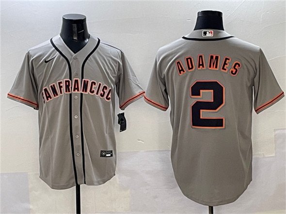Men's San Francisco Giants #2 Willy Adames Gray Cool Base Stitched Baseball Jersey