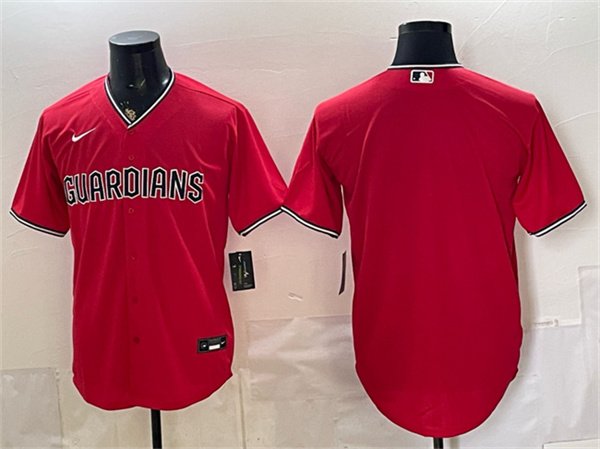 Men's Cleveland Guardians Blank Red Cool Base Stitched Baseball Jersey