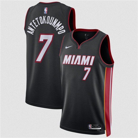 Men's Miami Heat #7 Giannis Antetokounmpo Black 2026 Icon Edition Swingman Stitched Jersey