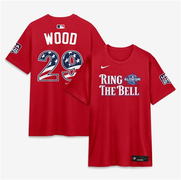 Men's National League #29 James Wood Red 2026 All-Star Game Name & Number T-Shirt