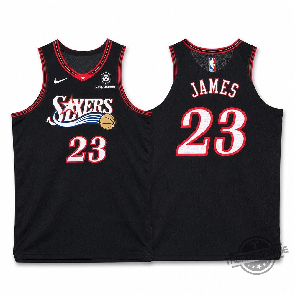 Men's Philadelphia 76ers #23 LeBron James Black 2025 Classic Edition Stitched Stitched Jersey