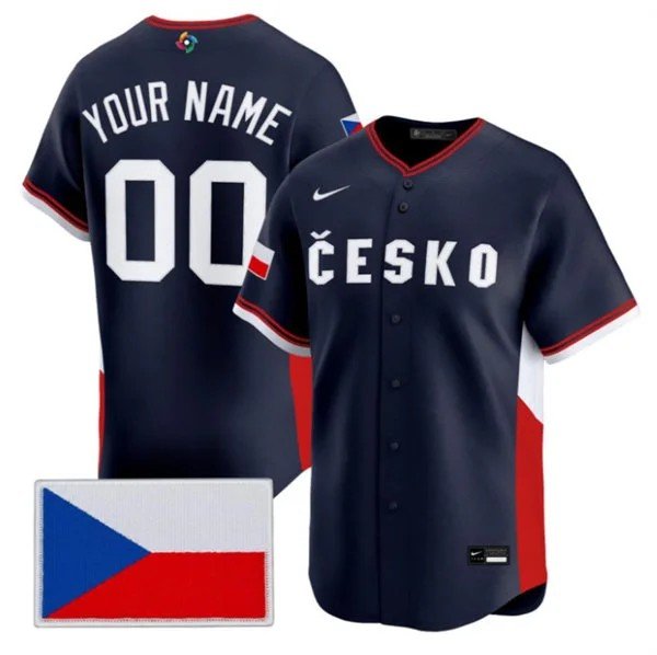 Custom Czech Republic Baseball Nike Navy 2026 World Baseball Classic Jersey