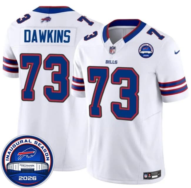 Men's Buffalo Bills #73 Dion Dawkins White F.U.S.E. 2026 Inaugural Season at Highmark Stadium Football Stitched Jersey