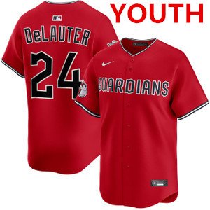 Youth cleveland guardians #24 chase delauter red cool base stitched baseball jersey