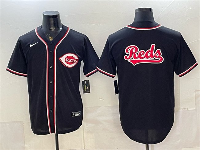 Men's Cincinnati Reds Team Big Logo 2026 Fashion Replica Black Out Stitched Baseball Jersey