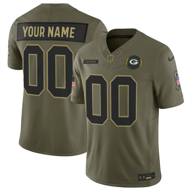 Men's Green Bay Packers Active Player Custom Olive 2025 F.U.S.E. Salute to Service Limited Football Stitched Jersey