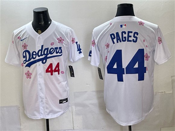 Men's Los Angeles Dodgers #44 Andy Pages White 2025 Tokyo Series Limited Stitched Baseball Jersey