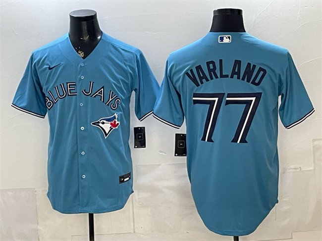 Men's Toronto Blue Jays #77 Louis Varland Blue Stitched Baseball Jersey