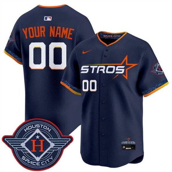 Men's Houston Astros Active Player Custom Navy 2025 City Connect Limited Stitched Baseball Jersey