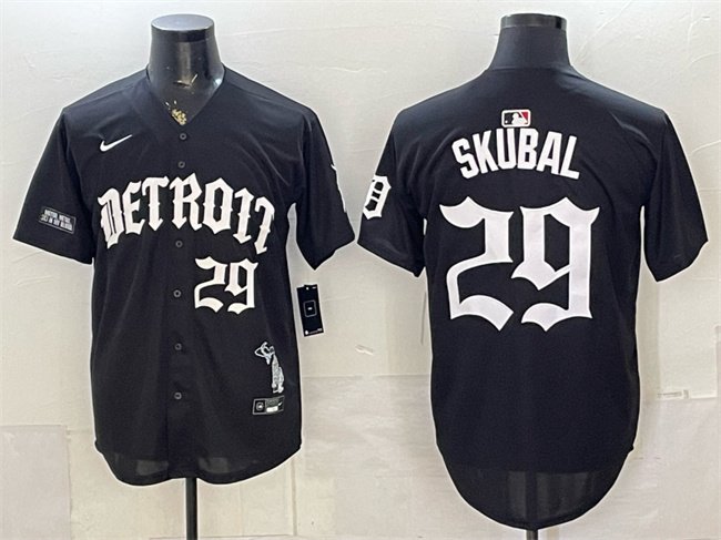 Men's Detroit Tigers #29 Tarik Skubal 2026 Black 'Motor Gothic Edition' Vapor Premier Limited Stitched Baseball Jersey