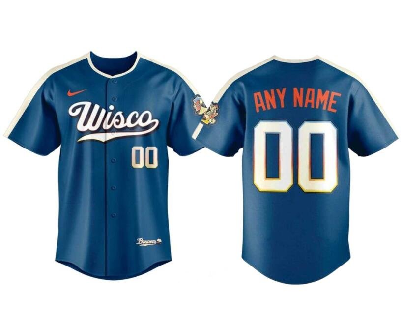 Men's Milwaukee Brewers Custom Mineral Blue 2026 City Connect Stadium Stitched Stitched Baseball Jersey