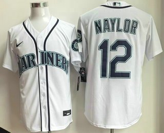 Men's Seattle Mariners #12 Josh Naylor White Cool Base Jersey