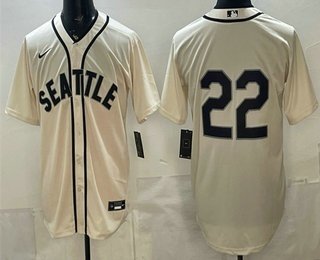 Men's Seattle Mariners #22 Bryan Woo Cream Alternate Stitched Jersey