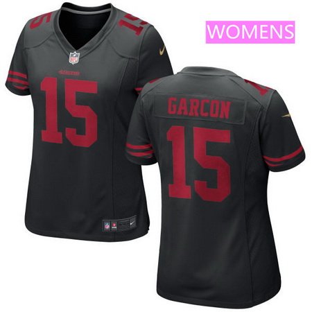 Women's San Francisco 49ers #15 Pierre Garcon Black Alternate Stitched NFL Nike Game Jersey