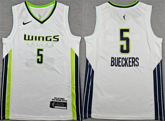 Men's Dallas Wings #5 Paige Bueckers White Stitched Basketball Jersey