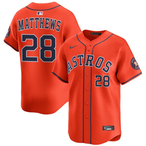 Men's Houston Astros #28 Brice Matthews Orange 2025 Alternate Limited Stitched Baseball Jersey