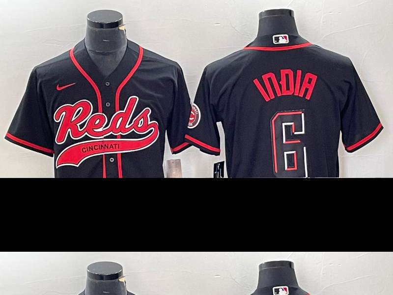 Men's Cincinnati Reds #6 Jonathan India Black 2023 City Connect With Patch Stitched Jersey