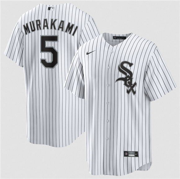 Men's Chicago White Sox #5 Munetaka Murakami White Cool Base Stitched Baseball Jersey