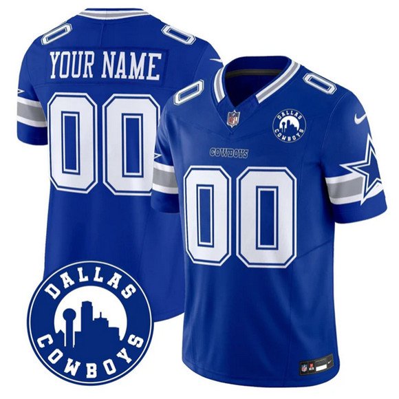 Men's Dallas Cowboys Active Player Custom Royal 2025 F.U.S.E Dallas City Patch Vapor Untouchable Limited Football Stitched Game Jersey