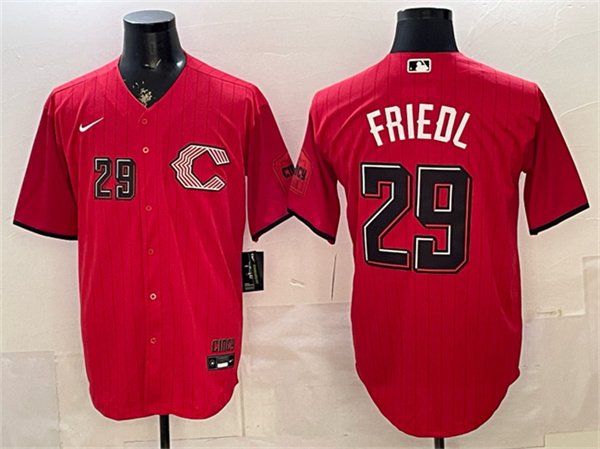 Men's Cincinnati Reds #29 TJ Friedl Red 2026 City Connect Stadium Stitched Baseball Jersey