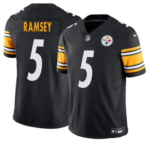 Youth Pittsburgh Steelers #5 Jalen Ramsey Black 2023 F.U.S.E. Vapor Untouchable Limited Football Stitched Jersey