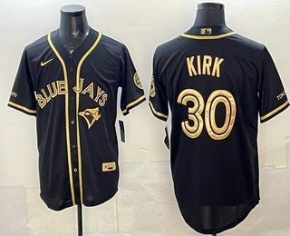 Men's Toronto Blue Jays #30 Alejandro Kirk Black Gold Limited Stitched Jersey