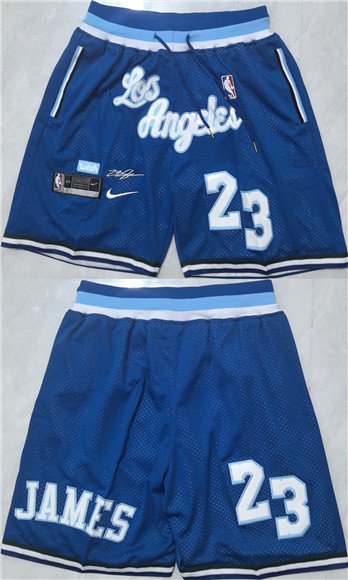 Men's Los Angeles Lakers #23 LeBron James Blue 2026 Shorts (Run Small)