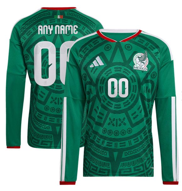 Men's Mexico Custom Black 2026 Home Soccer Long Sleeve Jersey