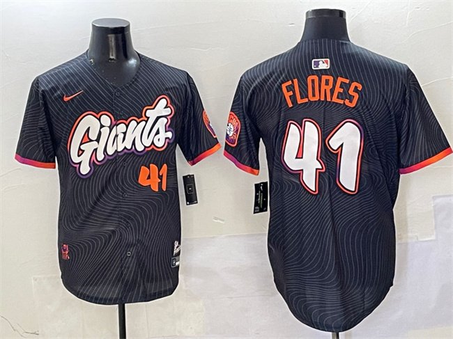 Men's San Francisco Giants #41 Wilmer Flores Anthracite 2025 City Connect Limited Stitched Baseball Jersey