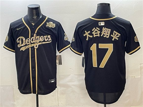 Men's Los Angeles Dodgers #17 大谷翔平 Black Military Appreciation Game Day Stitched Baseball Jersey