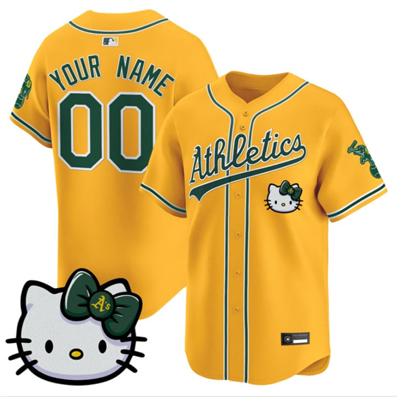 Men's Oakland Athletics Active Player Custom Gold Hello Kitty Vapor Premier Limited Stitched Baseball Jersey