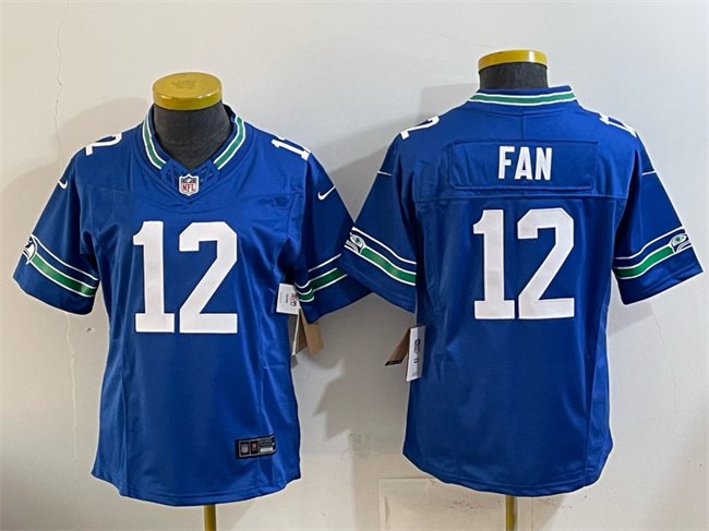 Youth Seattle Seahawks #12 Fan Royal 2024 F.U.S.E Throwback Vapor Limited Stitched Football Jersey
