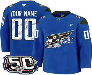 Men's Washington Capitals Customized Blue 50th Anniversary Authentic Jersey