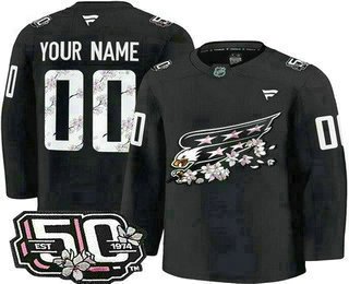Men's Washington Capitals Customized Black 50th Anniversary Authentic Jersey