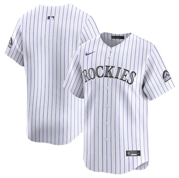 Men's Colorado Rockies Blank White Home Limited Stitched Baseball Jersey