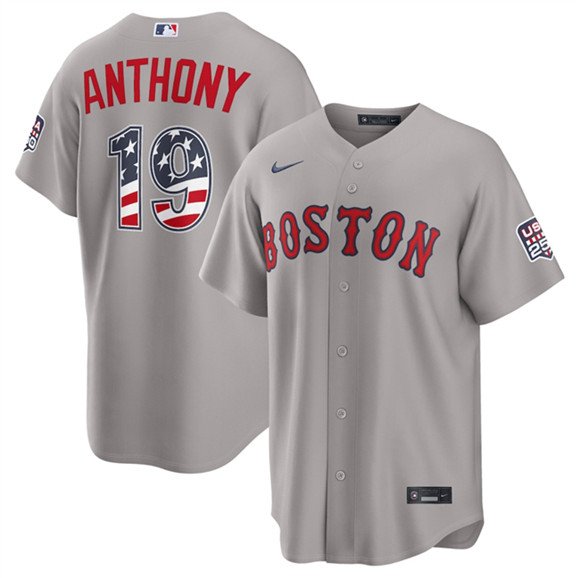 Men's Boston Red Sox #19 Roman Anthony Gray 2026 USA 250 Fourth of July Home Stitched Baseball Jersey Men's Boston Red Sox #19 Roman Anthony Gray 2026 USA 250 Fourth of July Home Stitched Baseball Jersey