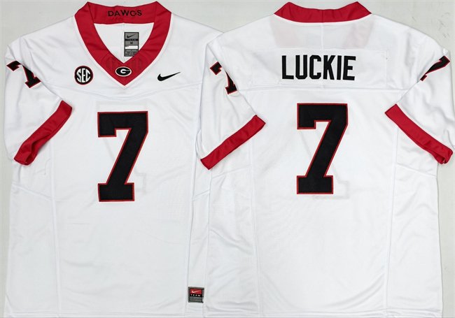 Men's Georgia Bulldogs #7 Lawson Luckie White 2025 F.U.S.E. Stitched Jersey