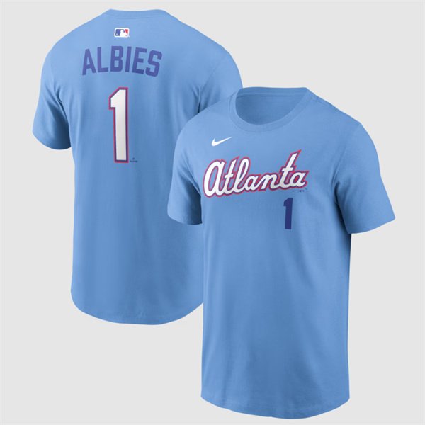 Men's Atlanta Braves #1 Ozzie Albies Powder Blue 2026 City Connect T-Shirt