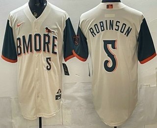 Men's Baltimore Orioles #5 Brooks Robinson Cream 2026 City Connect Stadium Jersey