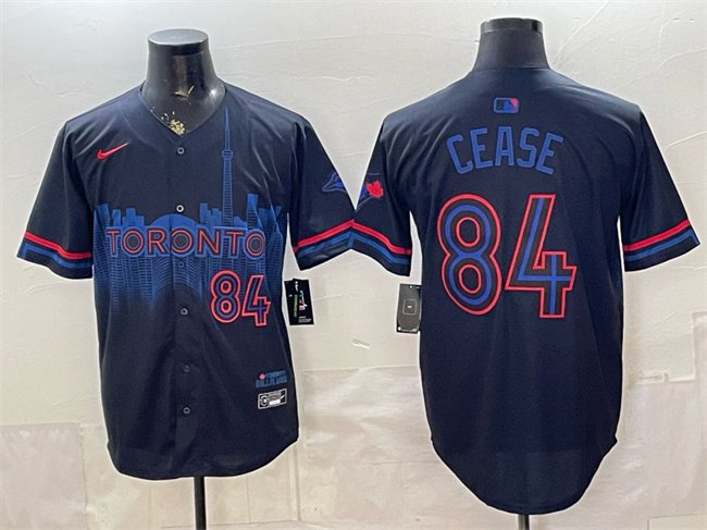 Men's Toronto Blue Jays #84 Dylan Cease Navy 2024 City Connect Limited Stitched Baseball Jersey