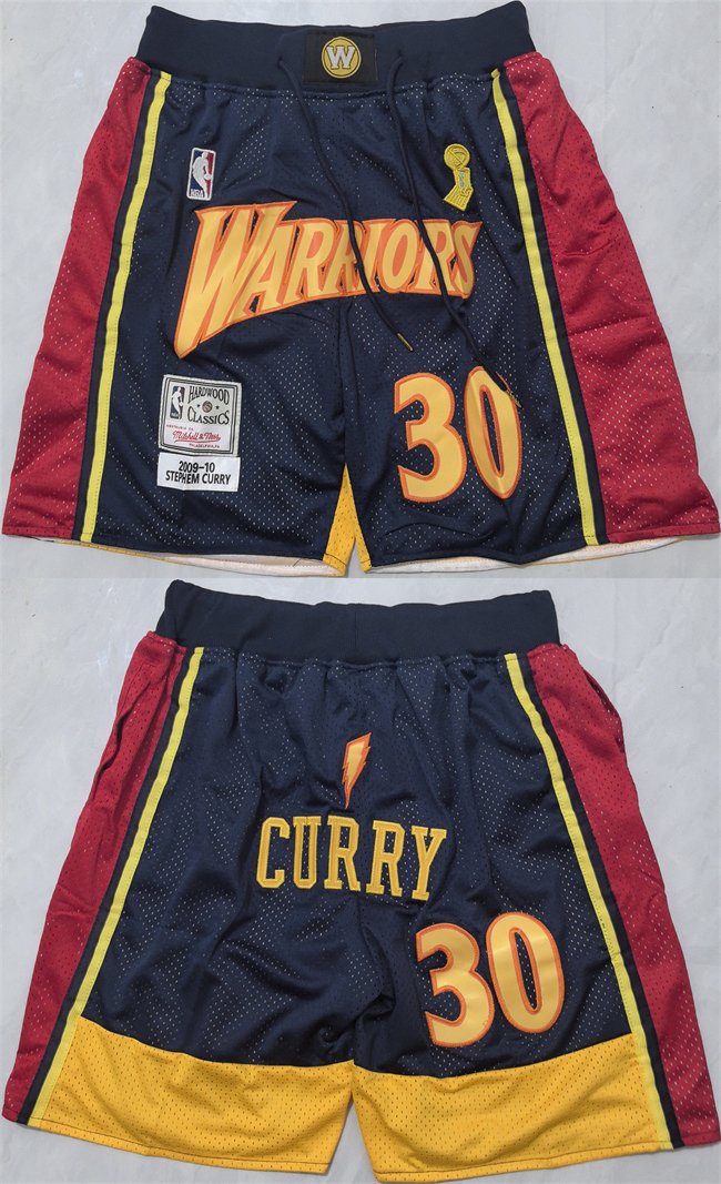 Men's Golden State Warriors #30 Stephen Curry Navy Shorts(Run Small)