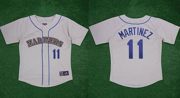 Men's Seattle Mariners #11 Edgar Martinez Gray 1989 Stitched Baseball Jersey