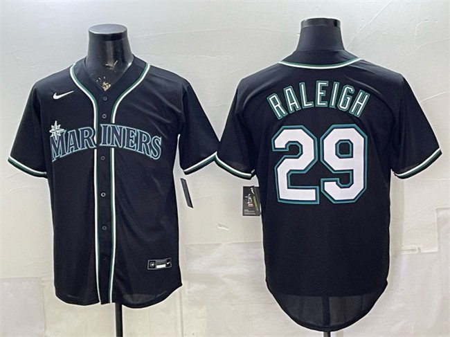 Men's Seattle Mariners #29 Cal Raleigh 2026 Fashion Replica Black Out Stitched Baseball Jersey