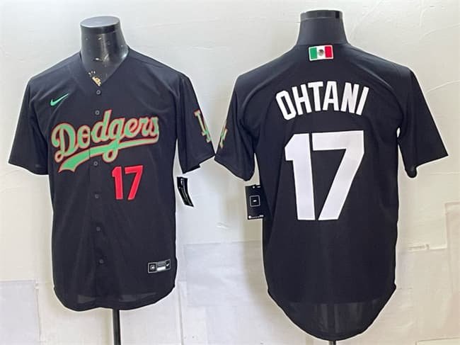Men's Los Angeles Dodgers #17 Shohei Ohtani Black Mexico Limited Stitched Baseball Jersey